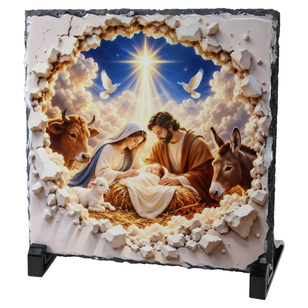 Placa ardezie 19x19 cm, Nasterea Domnului