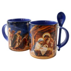 Cana ceramica cu lingurita Nasterea Domnului 330 ml