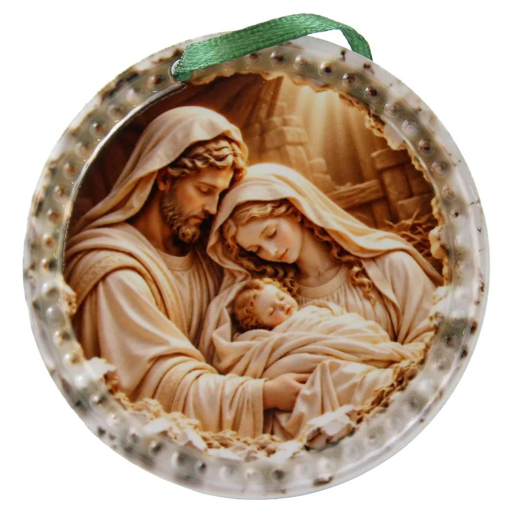 Magnet din ceramica 6.5 cm, Sfanta Familie cu Pruncul