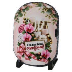 Placa din ardezie "Cea mai buna cosmeticiana!" 14x19 cm