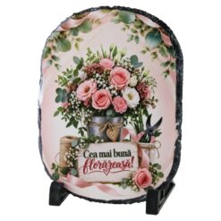 Placa din ardezie "Cea mai buna florareasa!" 14x19 cm