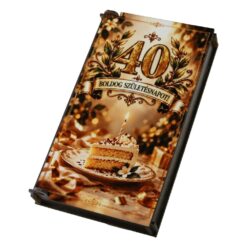 Caseta cadou din lemn pentru bani "Boldog szuletesnapot 40" 10 x 17 cm
