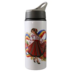 Termos metalic cu pai Romania 500 ml, Femeie in port popular