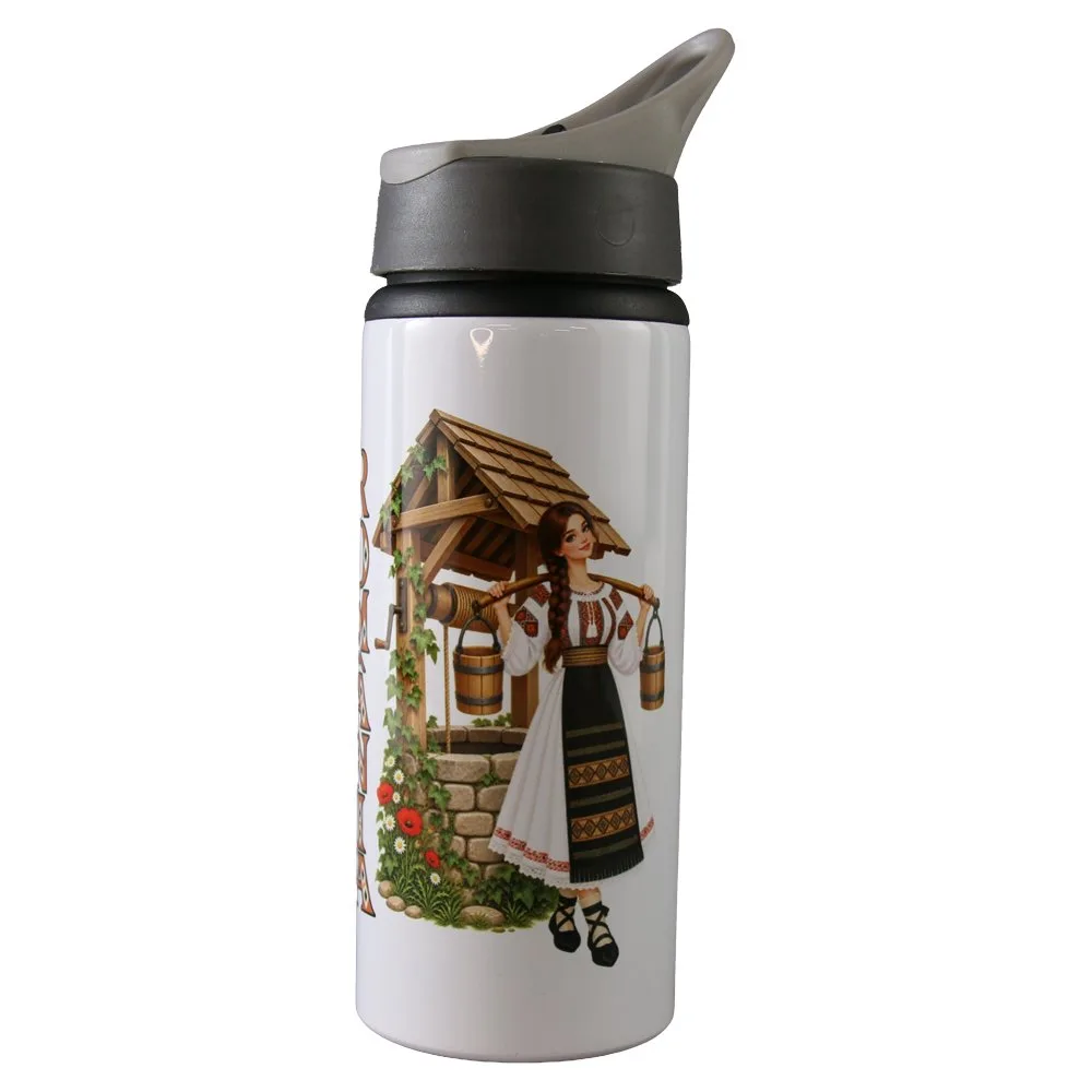 Termos metalic cu pai Romania 500 ml, Tarancuta langa fantana