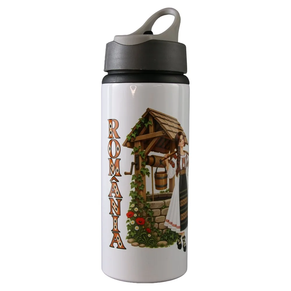 Termos metalic cu pai Romania 500 ml, Tarancuta langa fantana - imagine 2