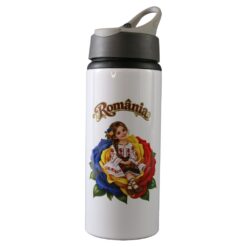 Termos metalic cu pai Romania 500 ml, Fetita si trandafir tricolor
