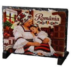 Placa din ardezie Romania 19x14 cm, Bunica cu nepoata