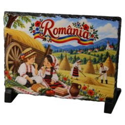 Placa din ardezie Romania 19x14 cm, Adunatul fanului
