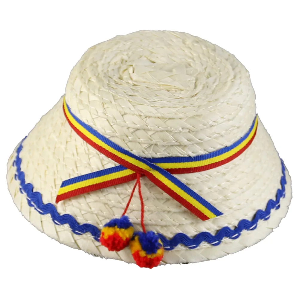 Palarie osan din paie cu banda tricolora 15 CM