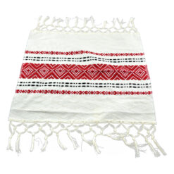 Servetel artizanal 40x40 cm, Crem/rosu