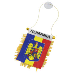 Set 12 steaguri cu stema Romaniei pentru masina 8x12 CM, cu ventuza