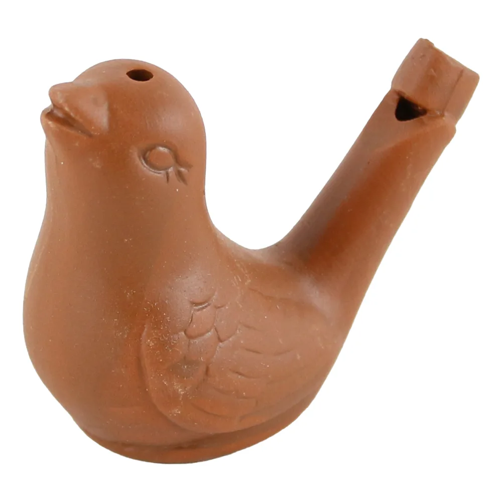 Fluier Pasare din ceramica cu apa 6 cm, Maro