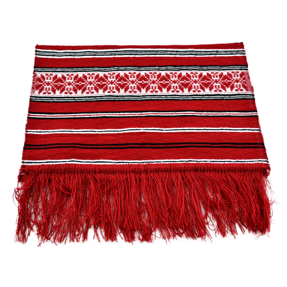 Servetel artizanal traditional 50x40 cm, Rosu/Alb/Negru